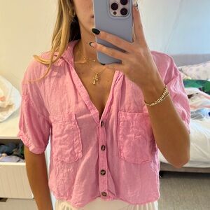 Women’s Zara pink button up blouse